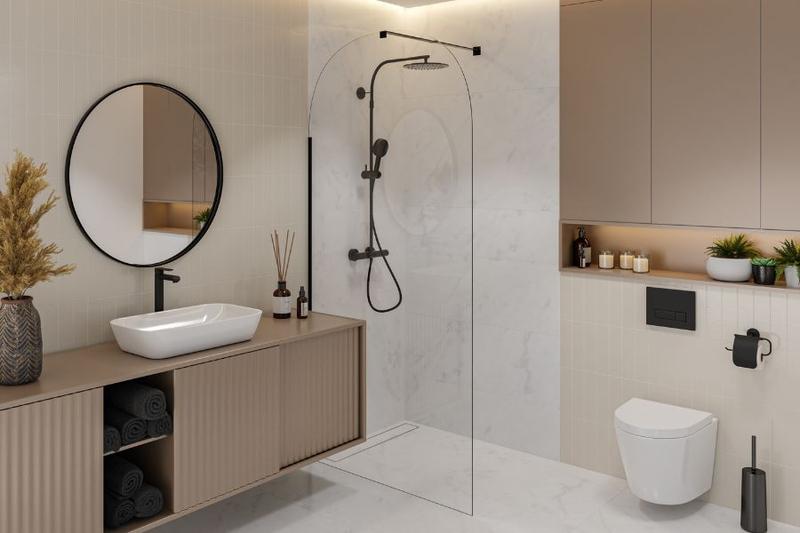 Aranżacja biało-czarnej łazienki