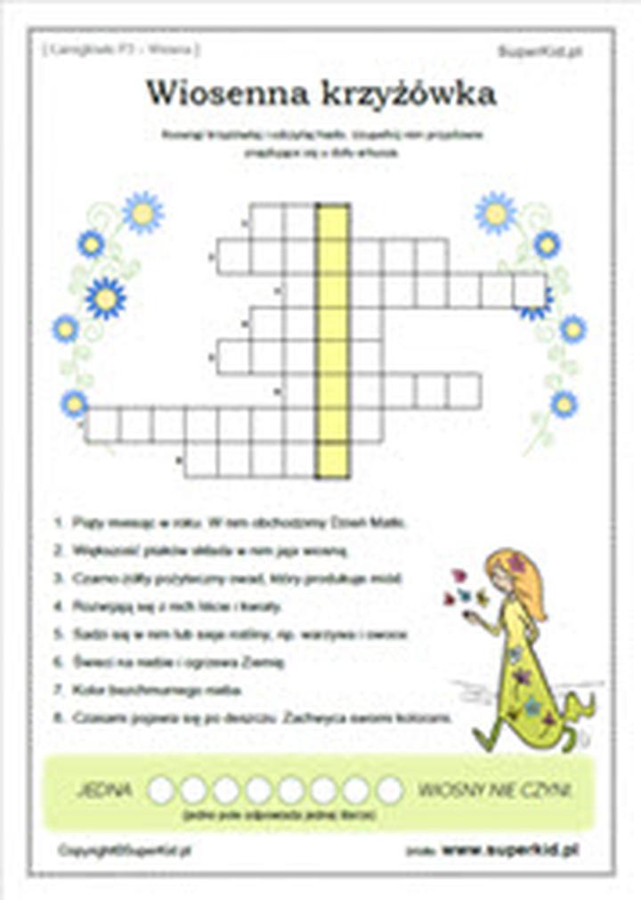 Wiosenne krzyżówki dla dzieci