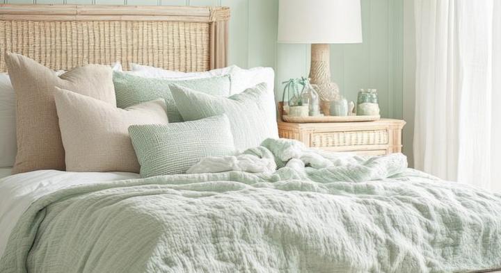 Sypialnia w kolorze miętowym
