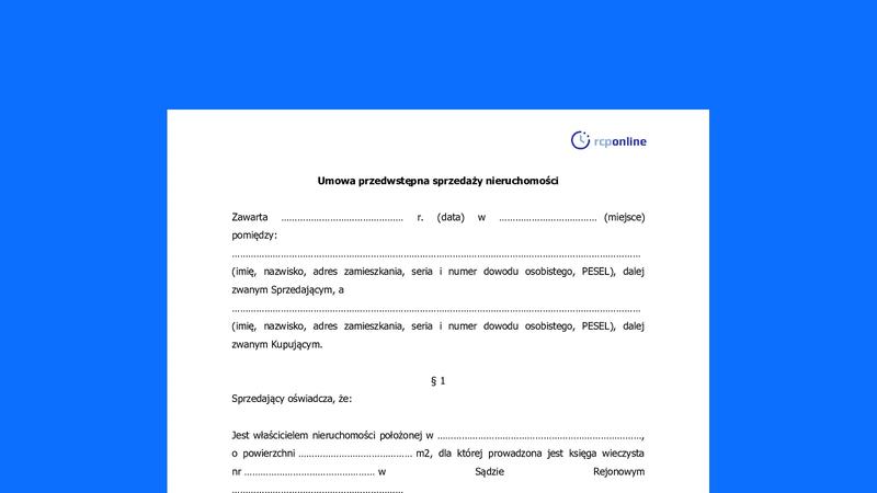 Wzór umowy przedwstępnej na działkę